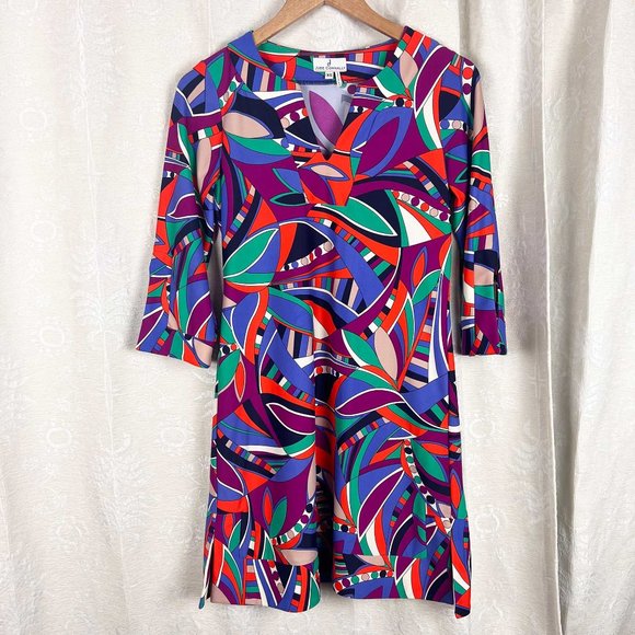 Jude Connally mod geometric colorful mini shift dress - Picture 1 of 10